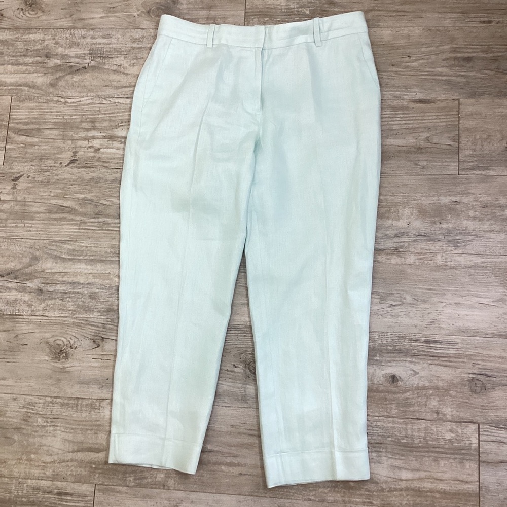 J. Crew Women’s Rhodes Pastel Mint Green Linen Chino Pants